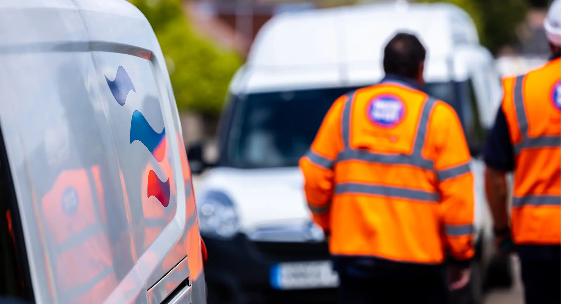 Southern Water workers around a van