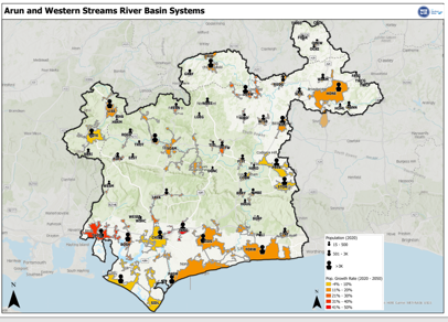 Arun And Western Streams River Basin Catchment